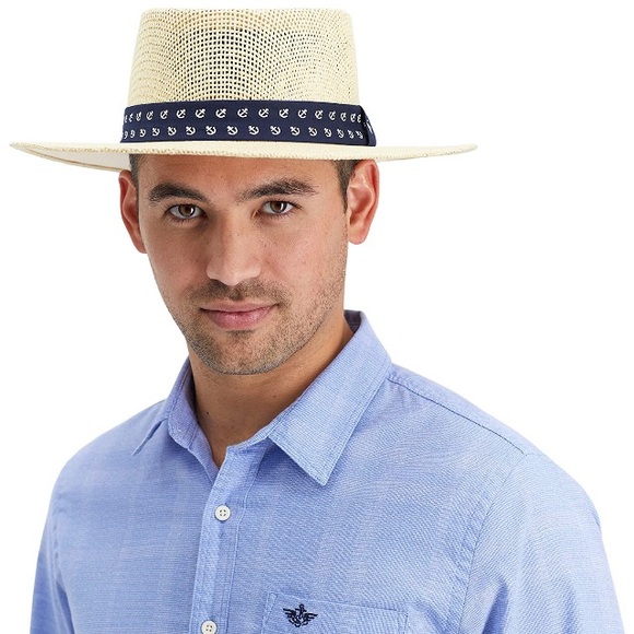 Docker Men’s Panama Hat - Anchor Design Navy L/XL - Picture 3 of 6